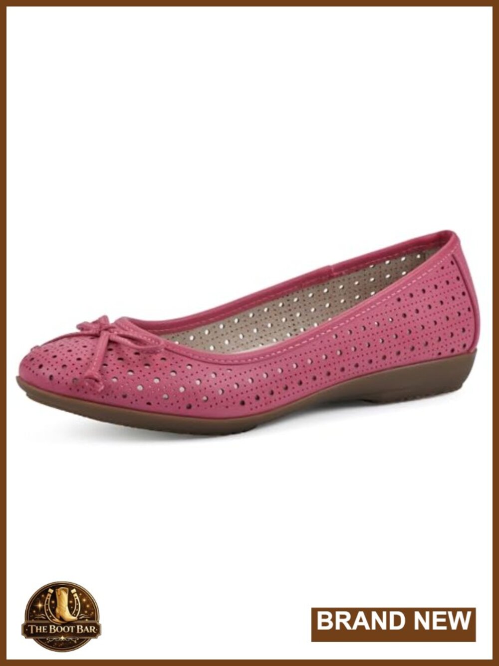 Cushioned Ballet Flats with Perforated Details & Bow Accent